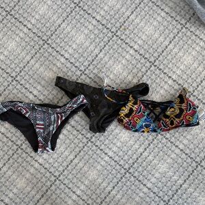 Lspace Colorful Patterned Bikini Bottoms (2) and Top (1)